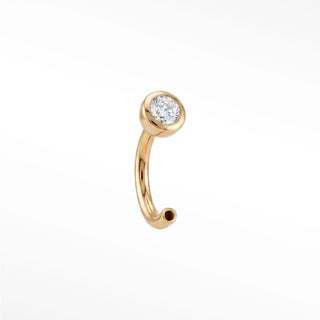 U Hoop Earrings 16G Diamond Bezel 3mm 14K Yellow
