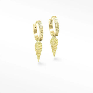 Gold-toned vintage lace labradorite vermeil convertible earrings with textured diamond-cut hoops and teardrop pendants