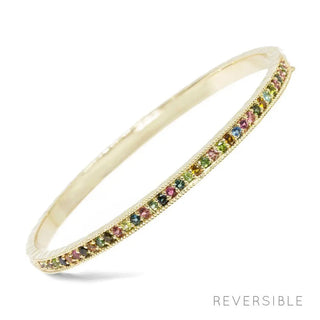 Vortex multi tourmaline 14k yellow gold bangle - 14k / 7 - bracelet