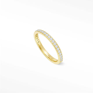 Thea Diamond Wedding Band in 14K yellow gold, with a 2.2mm silhouette, finished with refined diamond brilliance, shaped with graceful proportions and soft radiance