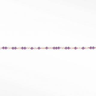 Ethereal Amethyst Permanent Jewelry Chain | Solid 14K Rose Gold - Sample