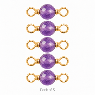 Pack of 5 Amethyst Rock Candy single connectors in Gold Filled