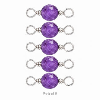 Pack of 5 Amethyst Rock Candy single connectors in Sterling Silver
