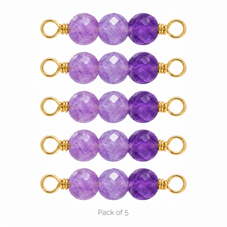 Pack of 5 Amethyst Rock Candy triple connectors in Gold Filled