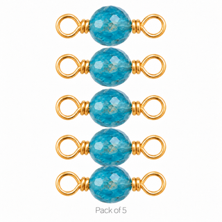 Pack of 5 Apatite Rock Candy single connectors in Gold Filled