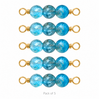 Pack of 5 Apatite Rock Candy triple connectors in Gold Filled