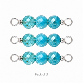 Pack of 3 Apatite Rock Candy triple connectors in Solid 14K White Gold