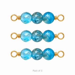 Pack of 3 Apatite Rock Candy triple connectors in Solid 14K Yellow Gold