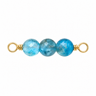 Apatite Rock Candy triple connector in solid 14K yellow gold