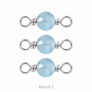 Pack of 3 Aquamarine Rock Candy single connectors in Solid 14K White Gold