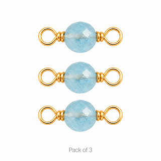 Pack of 3 Aquamarine Rock Candy single connectors in Solid 14K Yellow Gold