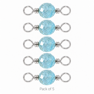Pack of 5 Aquamarine Rock Candy single connectors in Sterling Silver