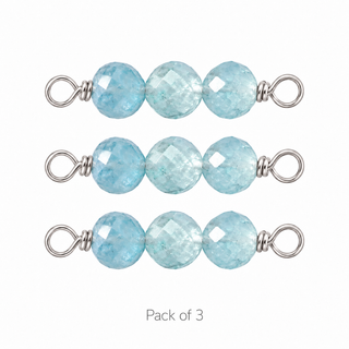 Pack of 3 Aquamarine Rock Candy triple connectors in Solid 14K White Gold