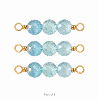 Pack of 3 Aquamarine Rock Candy triple connectors in Solid 14K Yellow Gold