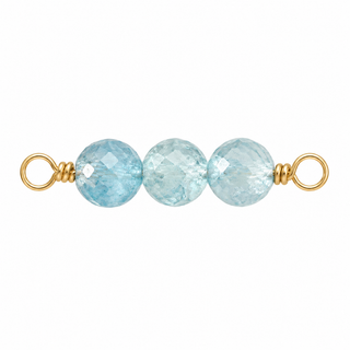 Aquamarine Rock Candy triple connector in solid 14K yellow gold