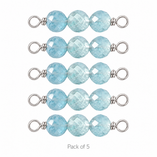 Pack of 5 Aquamarine Rock Candy triple connectors in Sterling Silver