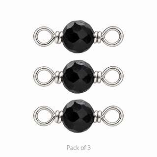 Pack of 3 Black Spinel Rock Candy single connectors in Solid 14K White Gold
