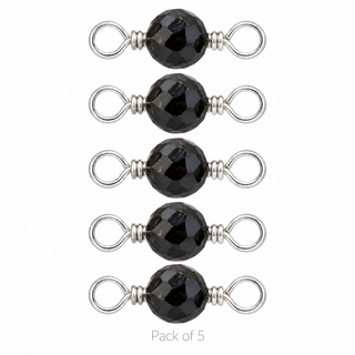 Pack of 5 Black Spinel Rock Candy single connectors in Sterling Silver
