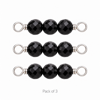Pack of 3 Black Spinel Rock Candy triple connectors in Solid 14K White Gold
