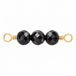 Black Spinel Rock Candy triple connector in solid 14K yellow gold