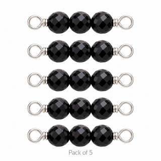 Pack of 5 Black Spinel Rock Candy triple connectors in Sterling Silver