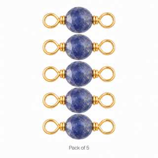 Pack of 5 Blue Sapphire Rock Candy single connectors in Gold Filled