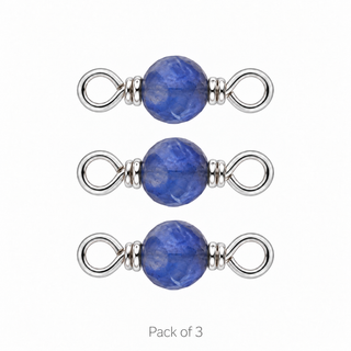 Pack of 3 Blue Sapphire Rock Candy single connectors in Solid 14K White Gold