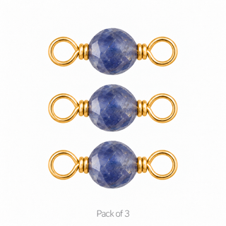 Pack of 3 Blue Sapphire Rock Candy single connectors in Solid 14K Yellow Gold