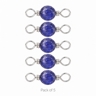 Pack of 5 Blue Sapphire Rock Candy single connectors in Sterling Silver