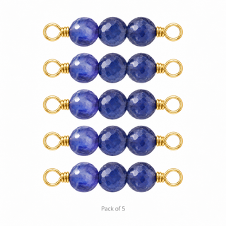 Pack of 5 Blue Sapphire Rock Candy triple connectors in Gold Filled