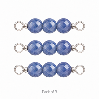 Pack of 3 Blue Sapphire Rock Candy triple connectors in Solid 14K White Gold