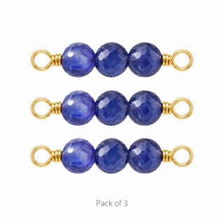 Pack of 3 Blue Sapphire Rock Candy triple connectors in Solid 14K Yellow Gold