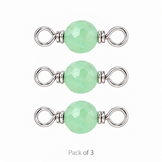 Pack of 3 Chrysoprase Rock Candy single connectors in Solid 14K White Gold