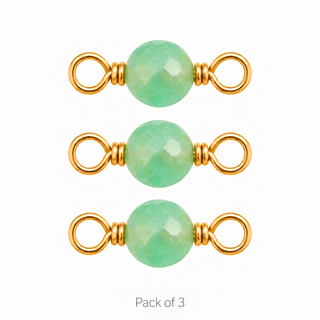 Pack of 3 Chrysoprase Rock Candy single connectors in Solid 14K Yellow Gold