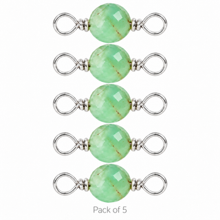 Pack of 5 Chrysoprase Rock Candy single connectors in Sterling Silver