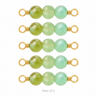 Pack of 5 Chrysoprase Rock Candy triple connectors in Gold Filled