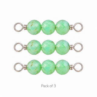 Pack of 3 Chrysoprase Rock Candy triple connectors in Solid 14K White Gold