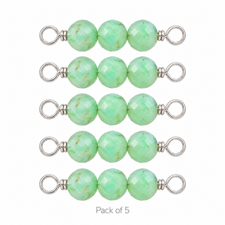 Pack of 5 Chrysoprase Rock Candy triple connectors in Sterling Silver