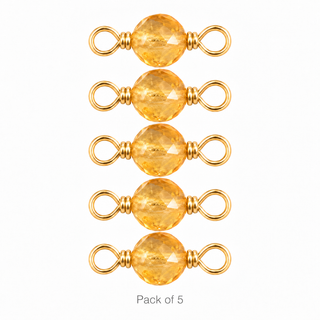 Pack of 5 Citrine Rock Candy single connectors in Gold Filled