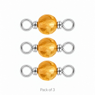 Pack of 3 Citrine Rock Candy single connectors in Solid 14K White Gold
