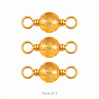 Pack of 3 Citrine Rock Candy single connectors in Solid 14K Yellow Gold