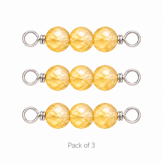Pack of 3 Citrine Rock Candy triple connectors in Solid 14K White Gold