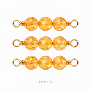 Pack of 3 Citrine Rock Candy triple connectors in Solid 14K Yellow Gold
