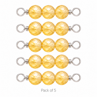 Pack of 5 Citrine Rock Candy triple connectors in Sterling Silver