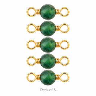 Pack of 5 Emerald Rock Candy single connectors in Gold Filled