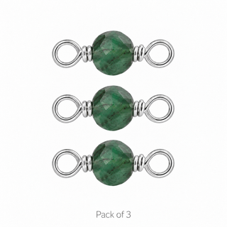 Pack of 3 Emerald Rock Candy single connectors in Solid 14K White Gold