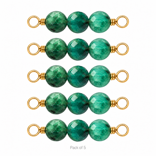 Pack of 5 Emerald Rock Candy triple connectors in Gold Filled