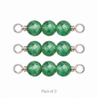 Pack of 3 Emerald Rock Candy Triple connectors in Solid 14K White Gold