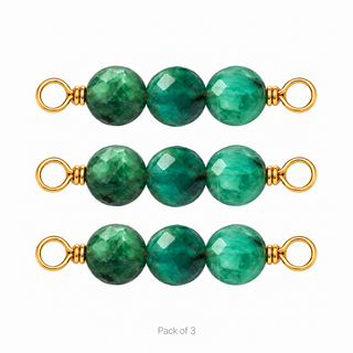 Pack of 3 Emerald Rock Candy triple connectors in Solid 14K Yellow Gold