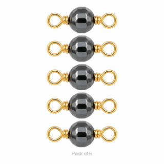 Pack of 5 Hematite Rock Candy single connectors in Gold Filled